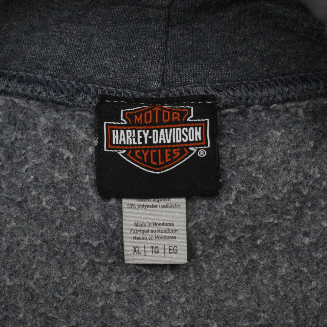 Mens Harley-Davidson Graphic Pullover Hoodie Charcoal Grey Size XL