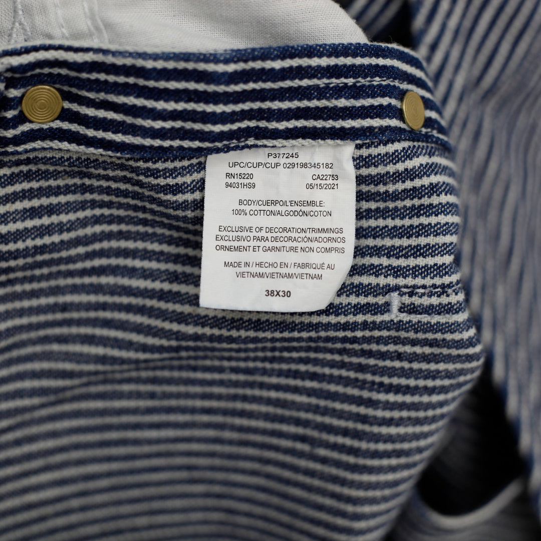 Vintage Big Smith Hickory Stripe Bib Overall Made From 100% Cotton 38 X 30 | Migration_Pants - Back View | Fashion Rerun