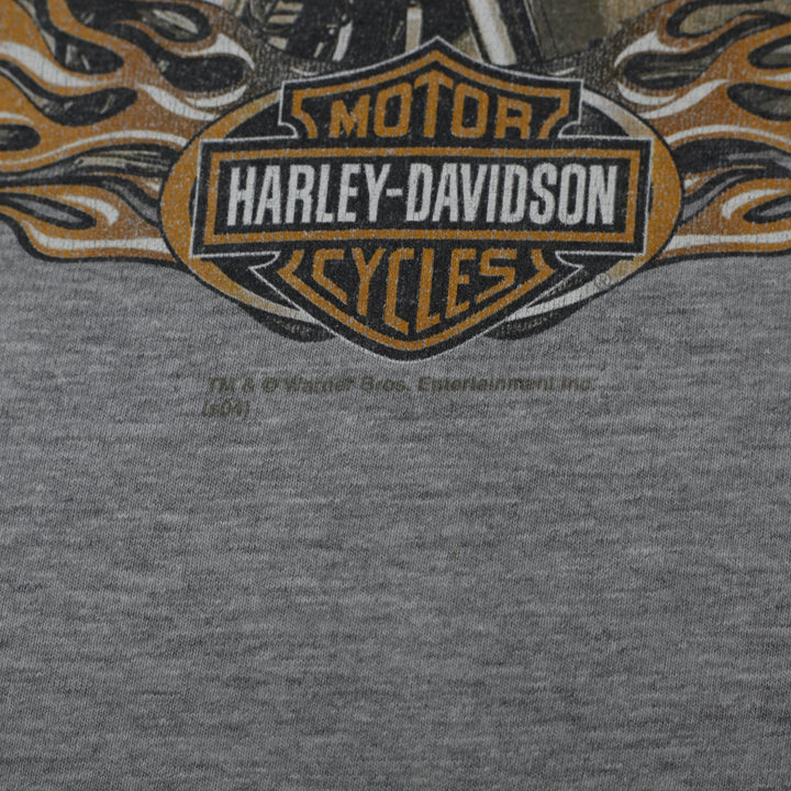 Vintage Mens Harley-Davidson Gray Looney Tunes Graphic T-Shirt Size S