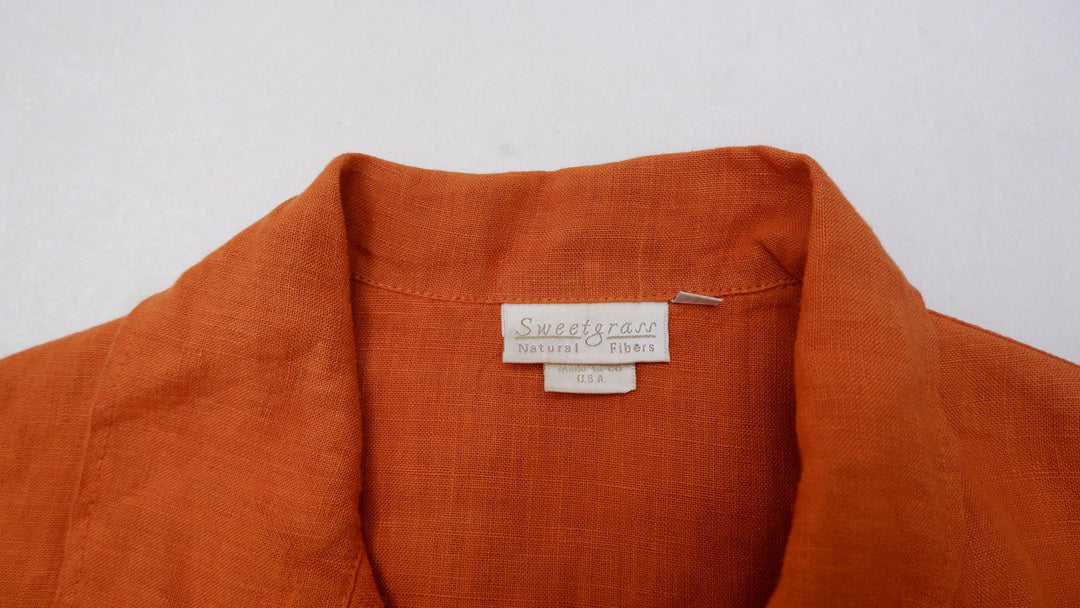 Vintage Mens Sweetgrass Western Shirt Rust Linen Relaxed Fit