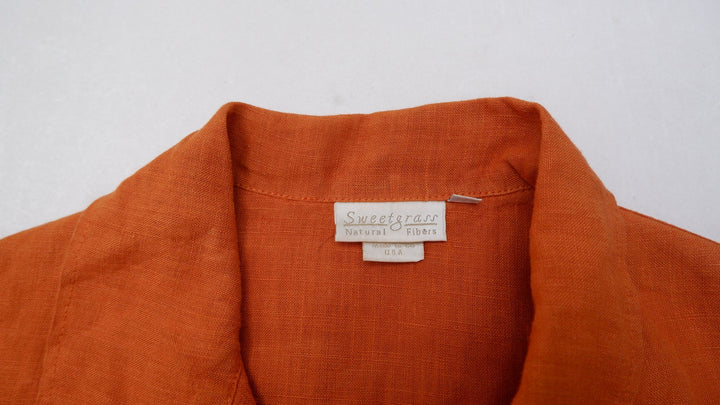 Vintage Mens Sweetgrass Western Shirt Rust Linen Relaxed Fit