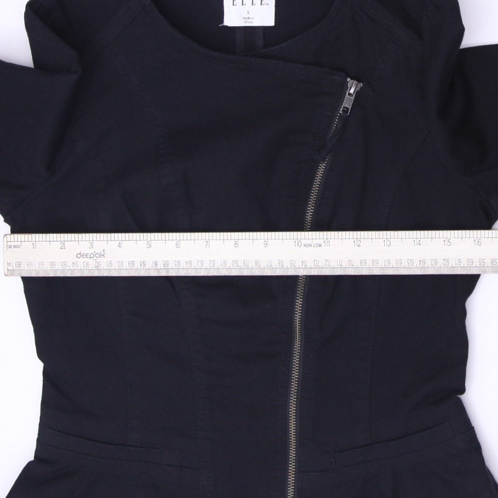 Y2K Ladies Elle Jacket Zipper Peplum Casual Denim Jacket Size s