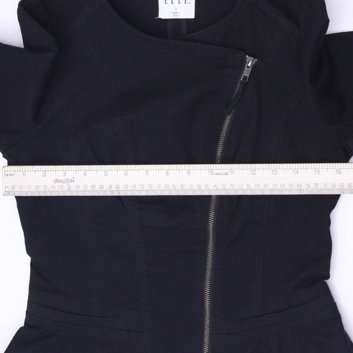 Y2K Ladies Elle Jacket Zipper Peplum Casual Denim Jacket Size s