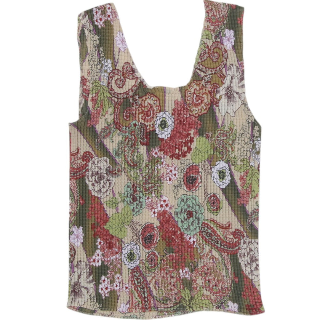 Y2K Ladies Nicola Floral Paisley Pleated Sleeveless Tank Top Size M