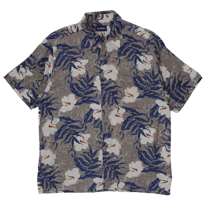 Mens Puritan Printed Short Sleeve Hawaiian Shirt