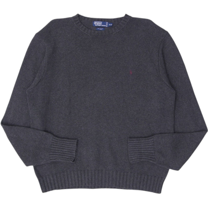 Mens Polo By Ralph Lauren Gray Knitted 100% Cotton Pullover Sweater XL