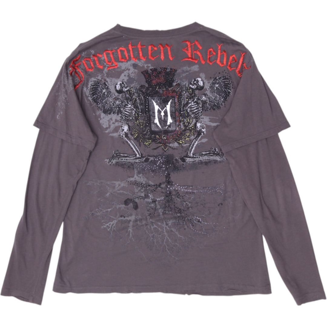 Y2K Mens Affliction "Forgotten Rebel" Layered Long Sleeve T-Shirt Size XL