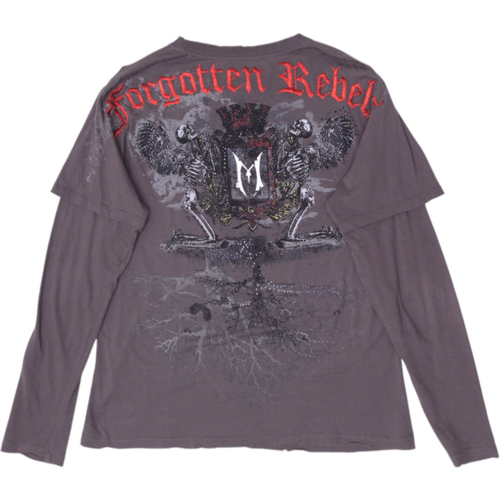 Y2K Mens Affliction "Forgotten Rebel" Layered Long Sleeve T-Shirt Size XL