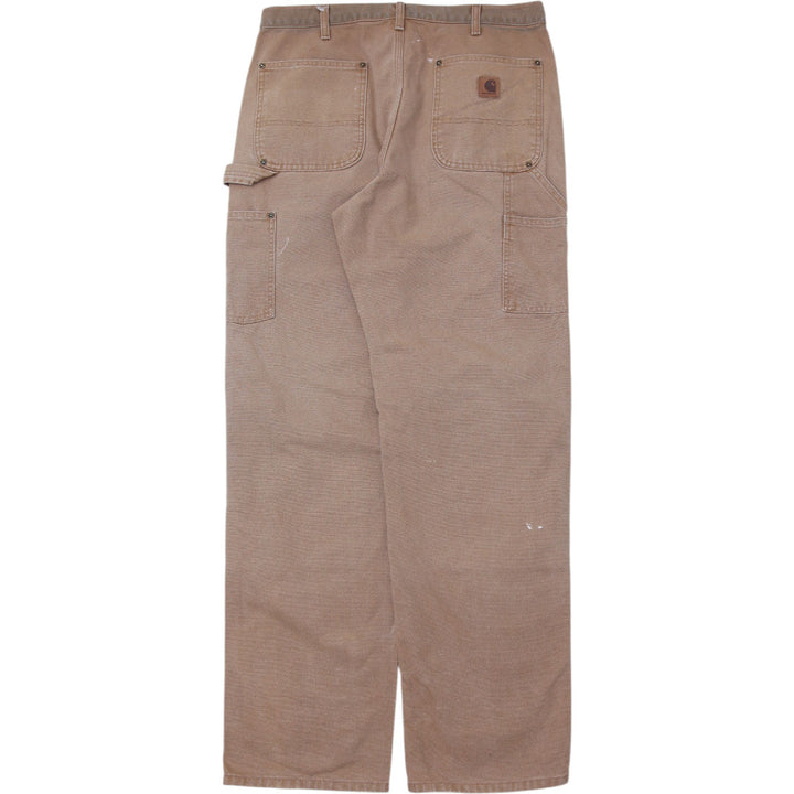 Mens Carhartt B136 Double-Knee Carpenter Pants Distressed Brown Washed Duck