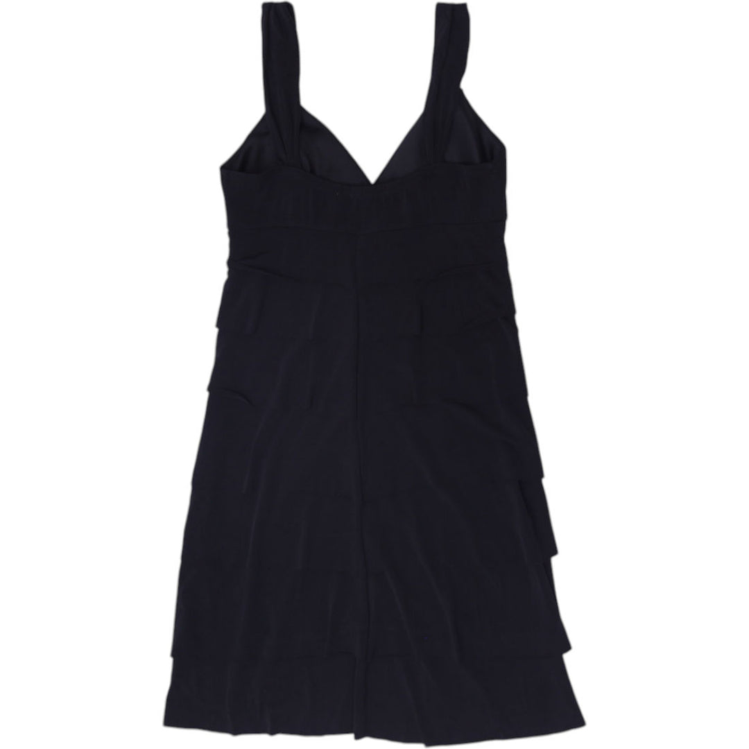 Y2K Ladies Le Chateau Tiered Ruffle Rhinestone Strap Mini Dress