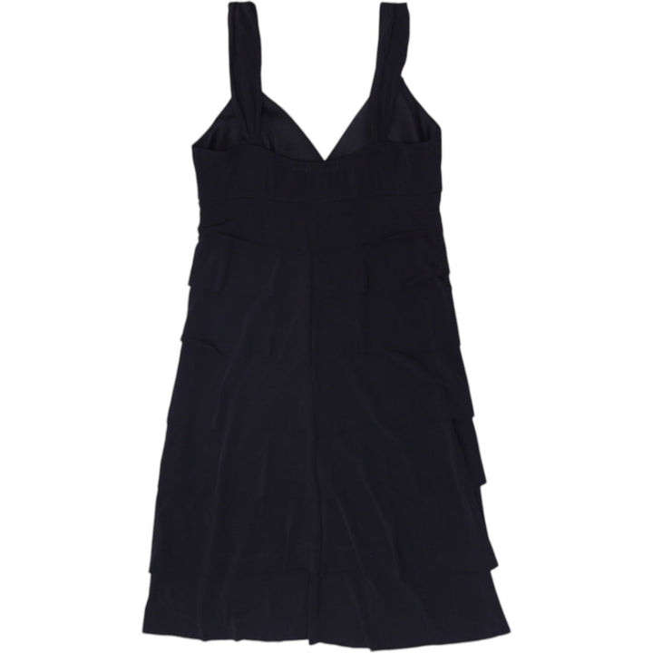 Y2K Ladies Le Chateau Tiered Ruffle Rhinestone Strap Mini Dress