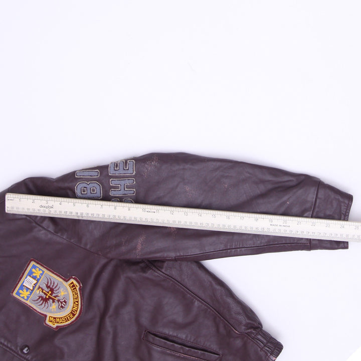 Vintage McMaster University Full Leather Varsity Jacket Size 46