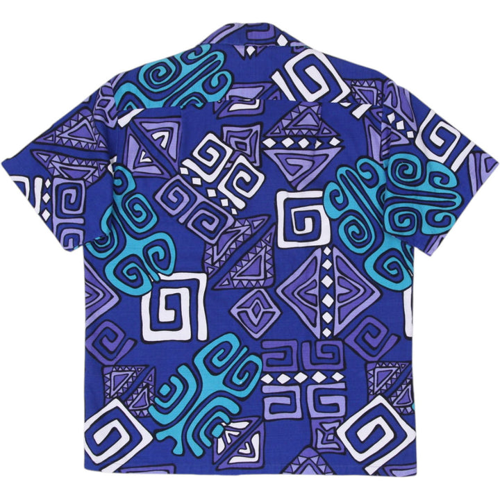 Vintage Mens Sears Hawaii Short Sleeve Shirt Blue Abstract Pattern
