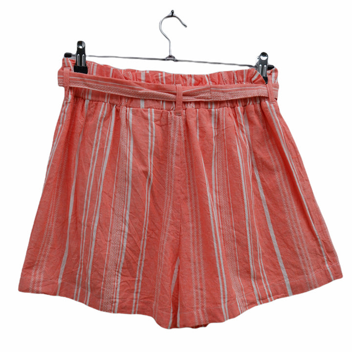 Ladies Striped Paperbag Waist Shorts
