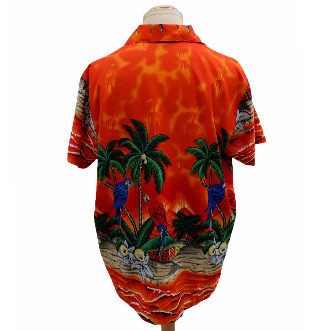 Mens Parrot Palm Print Hawaiian Shirt