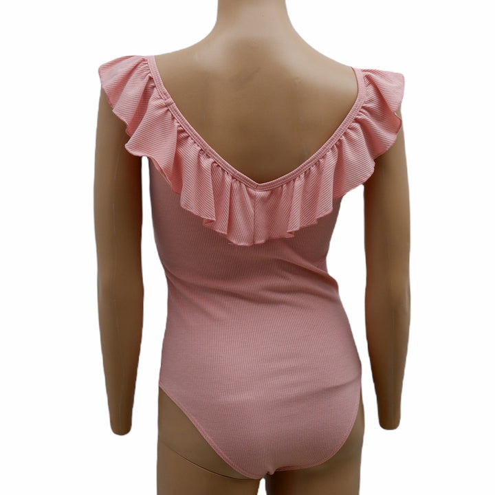Ladies Ruffle Strap Pink Bodysuit