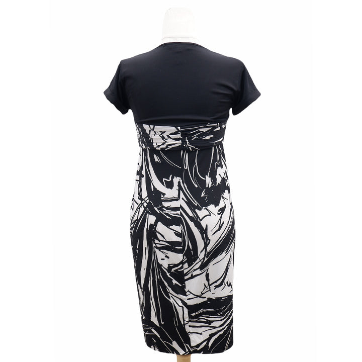 Ladies BCBG Maxazria Black & White Abstract Print Drape Dress