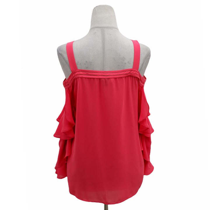 Ladies Strappy Off-Shoulder Ruffle Sleeve Top