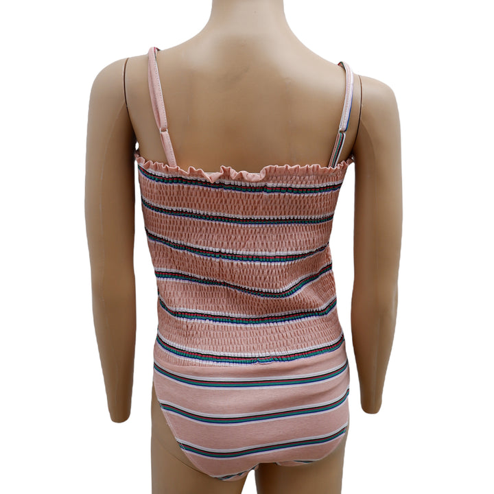 Ladies Strappy Elastic Waist Temt Striped Bodysuit