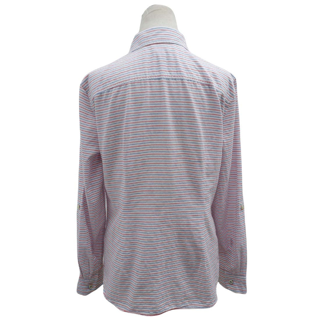 Ladies Striped Talbots Long Sleeve Button Blouse