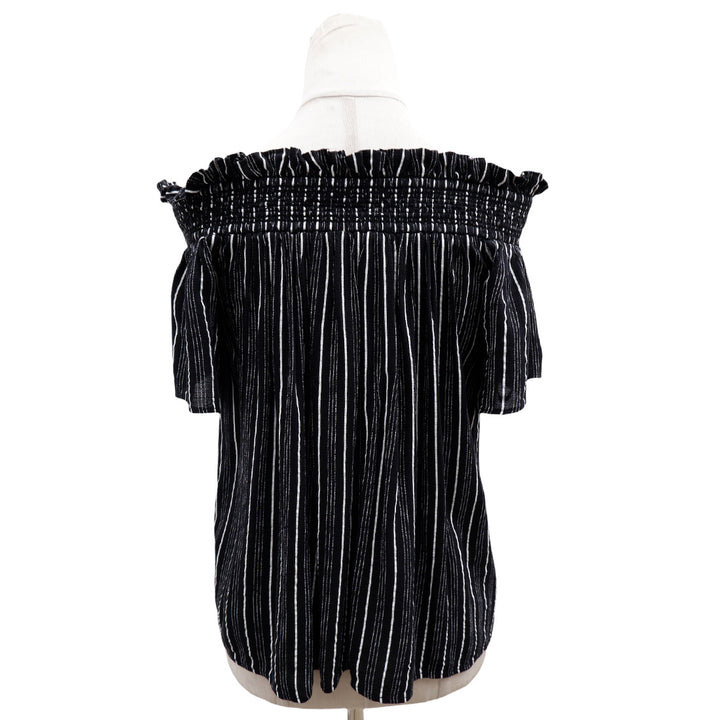 Ladies Loft Black & White Stripe Off-Shoulder Top