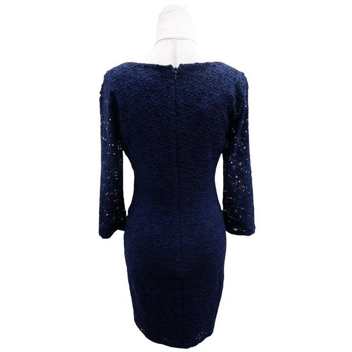Ladies Guess Front Twisted Navy Lace Short Dress