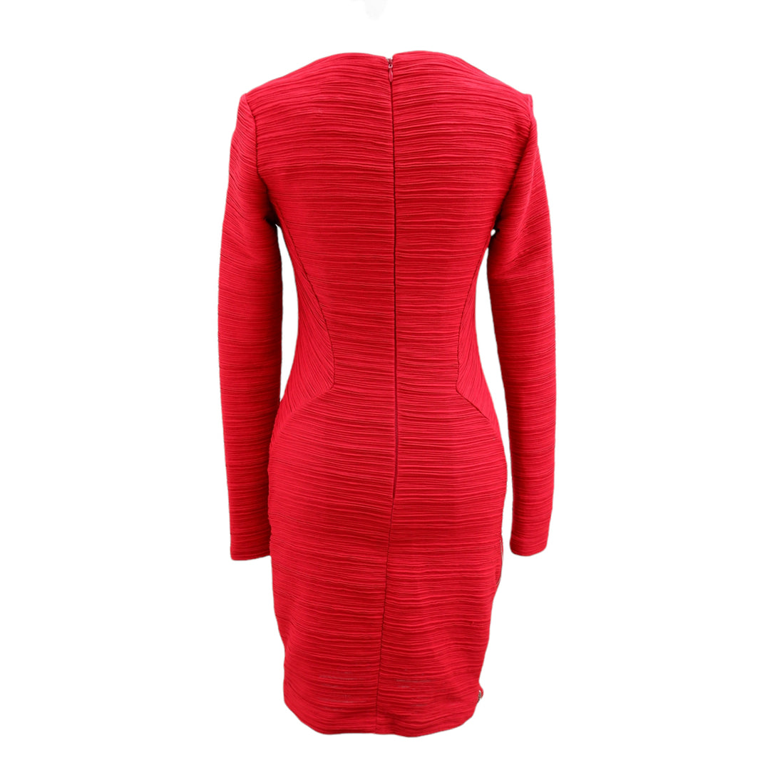 Lady Dynamite Bodycon Ribbed Red Long Sleeve Dress