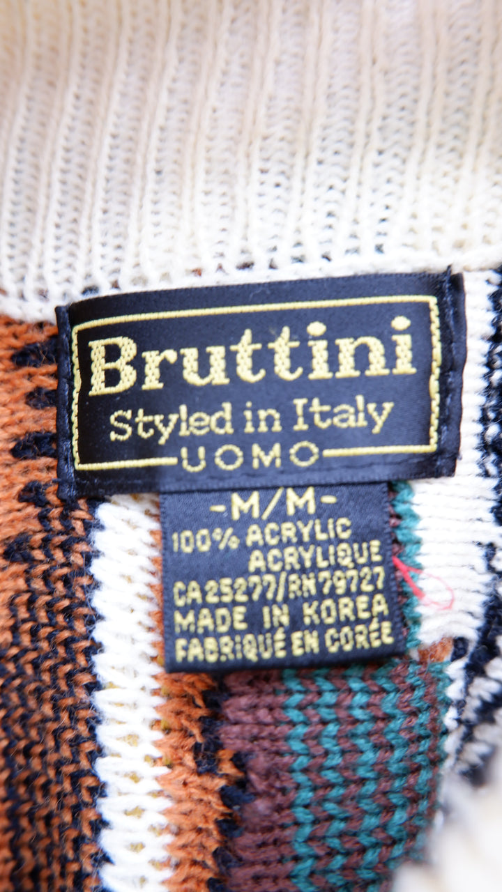 Mens Bruttini Close Neck 3D Knitted Sweater