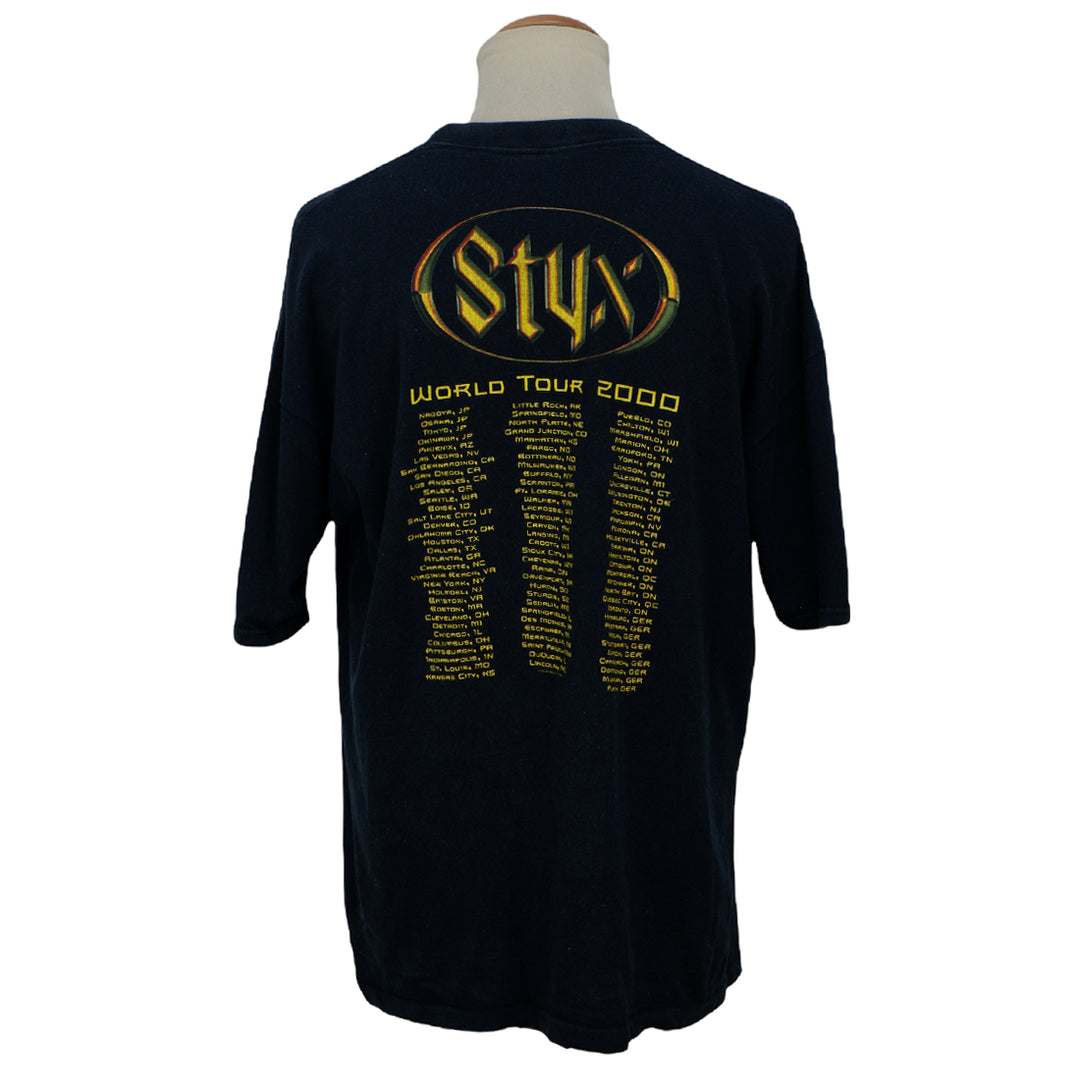 Styx Logo 2000 Styx Brave New World Tour Vintage T Shirt Made In USA
