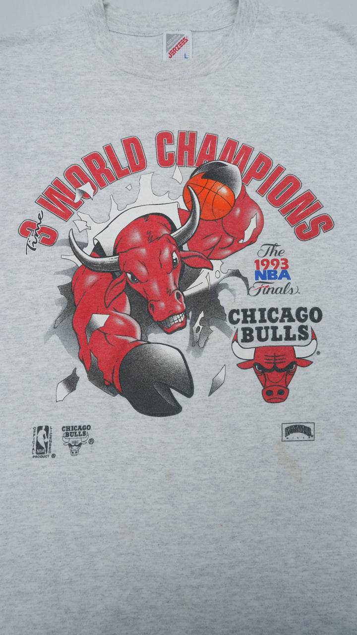 1993 Chicago Bulls 3 Time World Champions T-Shirt VNTG Made In USA