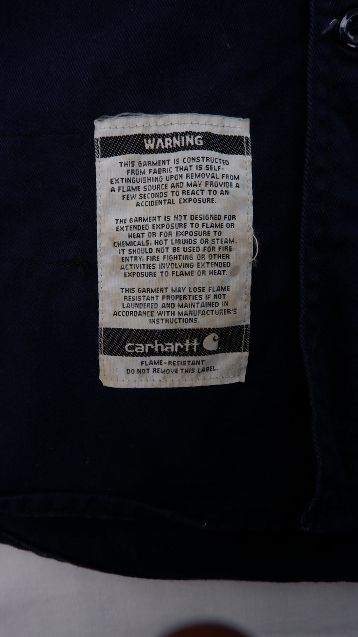 Vintage Carhartt Flame Resistant Navy Work Shirt