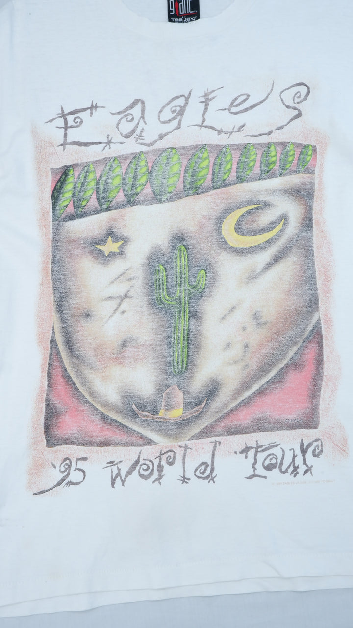 95 Eagles World Tour Single Stitch VNTG T-Shirt Made In USA Giant Tag