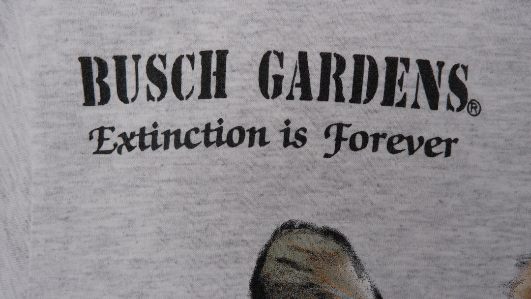 Vintage 94 Busch Gardens Extinction Is Forever Tiger T-Shirt Single Stitch Made In USA