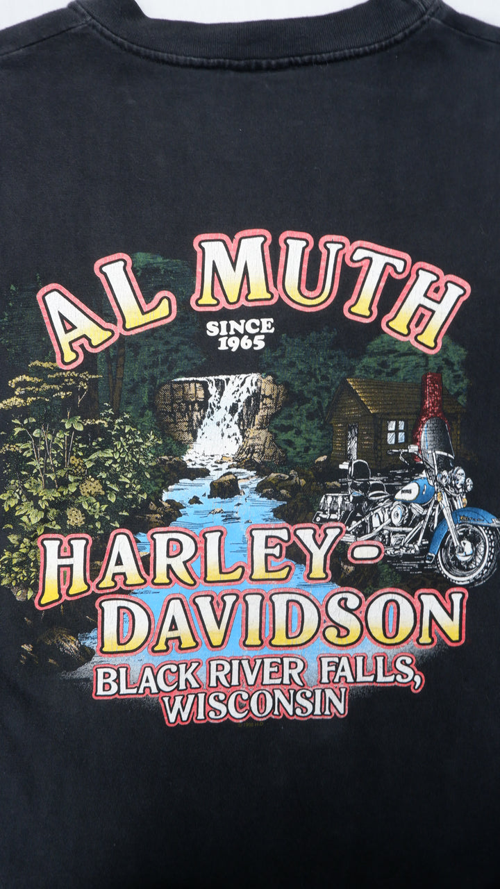 1998 Harley Davidson Al Muth Black River Falls VNTG T-Shirt Made In USA
