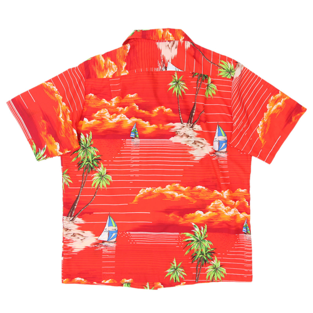 Mens Sailboat Palm Print Hawaiian Shirt