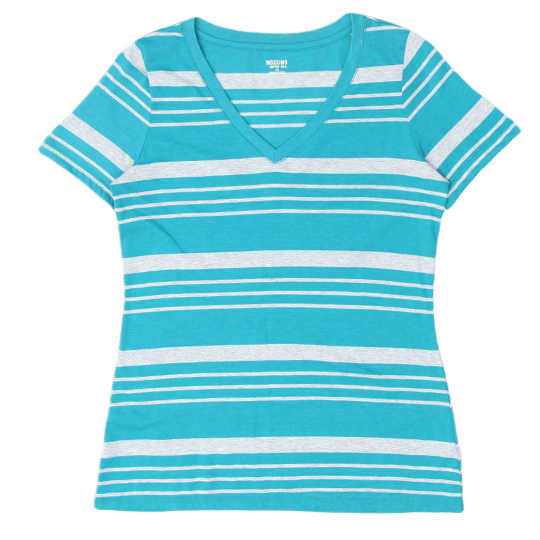 Ladies Mossimo Supply & Co. Stripe V-Neck T-Shirt