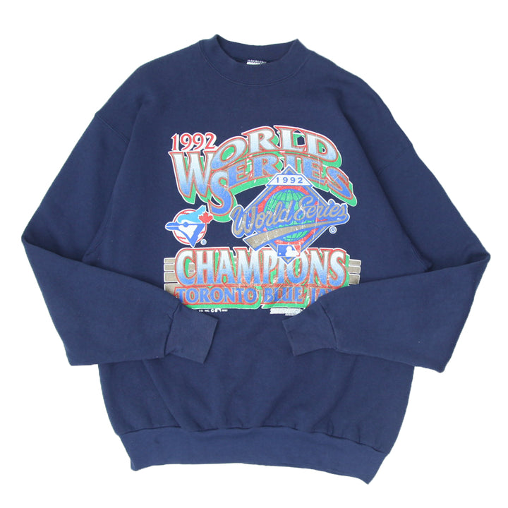 1992 Vintage Toronto Blue Jays World Series Crewneck Sweatshirt Navy Blue