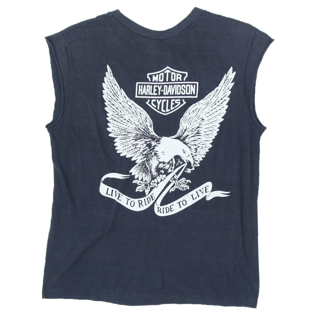 Vintage Harley Davidson Eagle Custom Sleeveless T-Shirt Black L