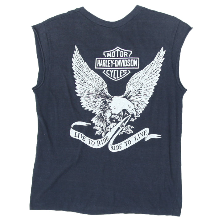 Vintage Harley Davidson Eagle Custom Sleeveless T-Shirt Black L