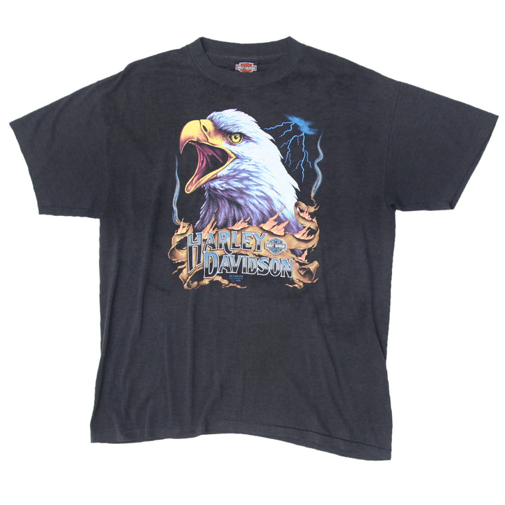 1990 Vintage 3D Emblem Harley Davidson O'hara's T-Shirt S.Stitch Black XL