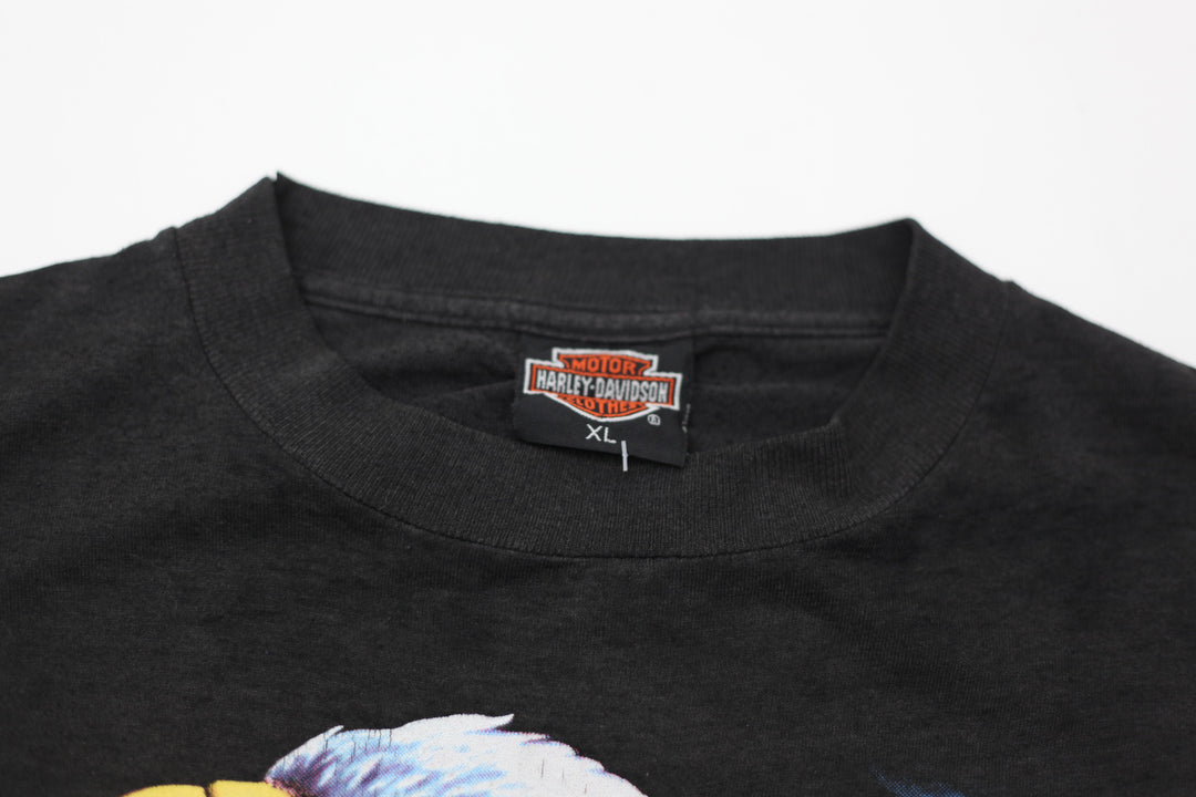 1990 Vintage 3D Emblem Harley Davidson O'hara's T-Shirt S.Stitch Black XL