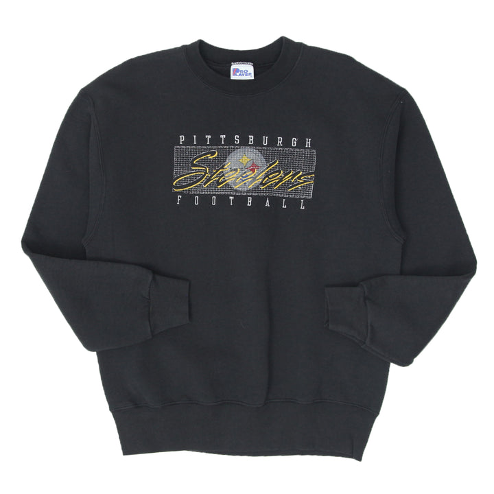 Vintage Pro Player Pittsburgh Steelers Black Crewneck Sweatshirt Made In USA