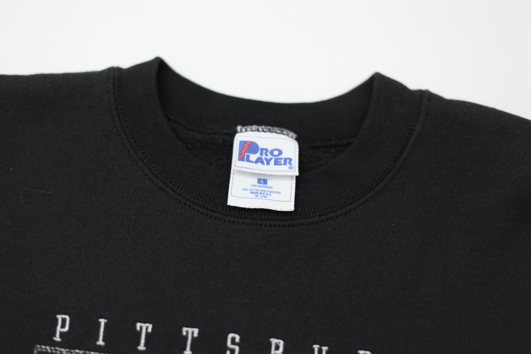 Vintage Pro Player Pittsburgh Steelers Black Crewneck Sweatshirt Made In USA