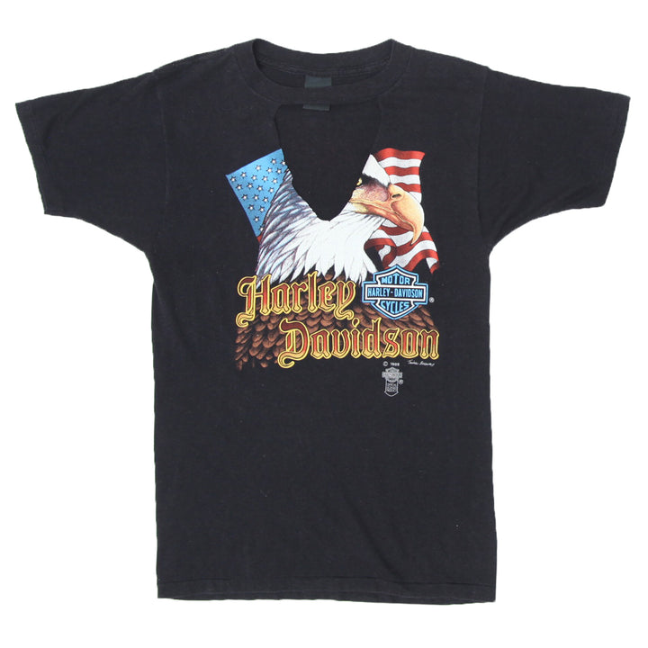 1985 Vintage 3D Emblem Harley Davidson Eagle T-Shirt S.Stitch Black