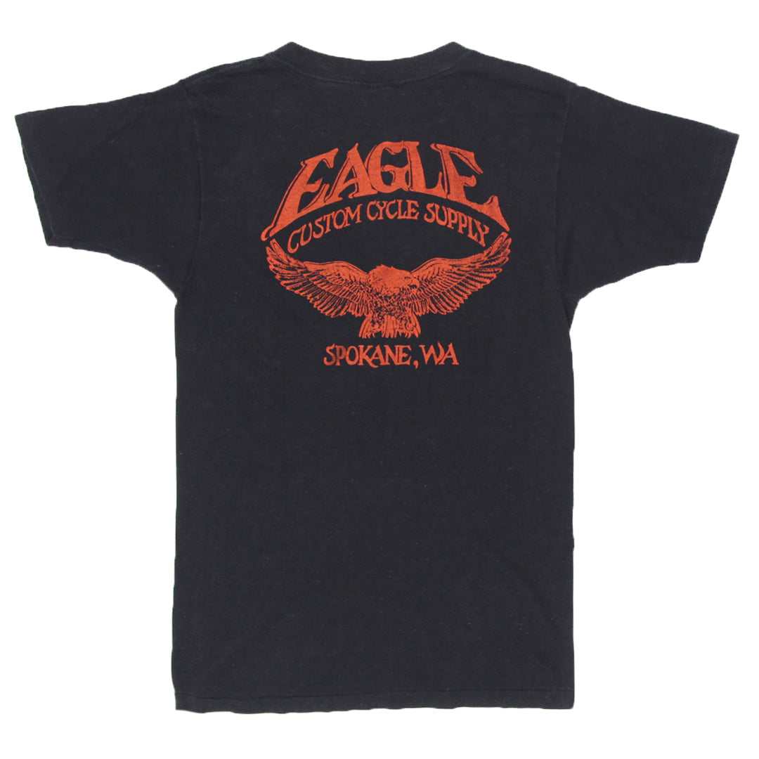 1985 Vintage 3D Emblem Harley Davidson Eagle T-Shirt S.Stitch Black