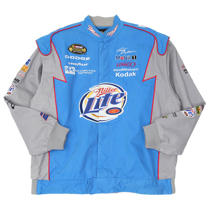 Vintage Chase Authentic Blue & Gray Rusty Wallace Miller Lite Racing Jacket