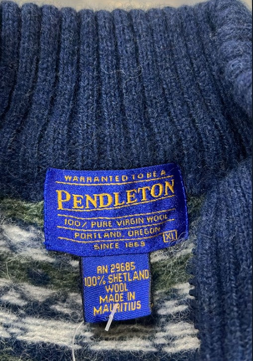 Vintage Pendleton Quarter Zip 100% Pure Virgin Wool Sweater