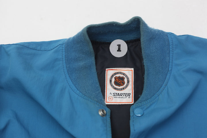 Vintage Starter San Jose Sharks Mini Logo Blue NHL Bomber Jacket
