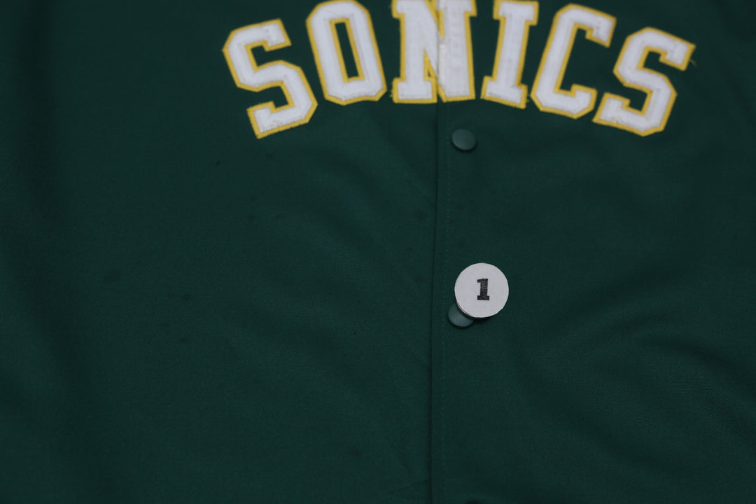 Hardwood Classic Supersonics On The Clock Mesh Button Front Vintage Jersey