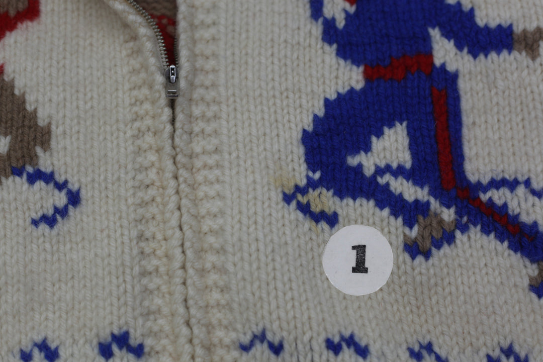 Vintage 1950’s 1960’s Cowichan Sweater Cardigan Ice Skater Ladies